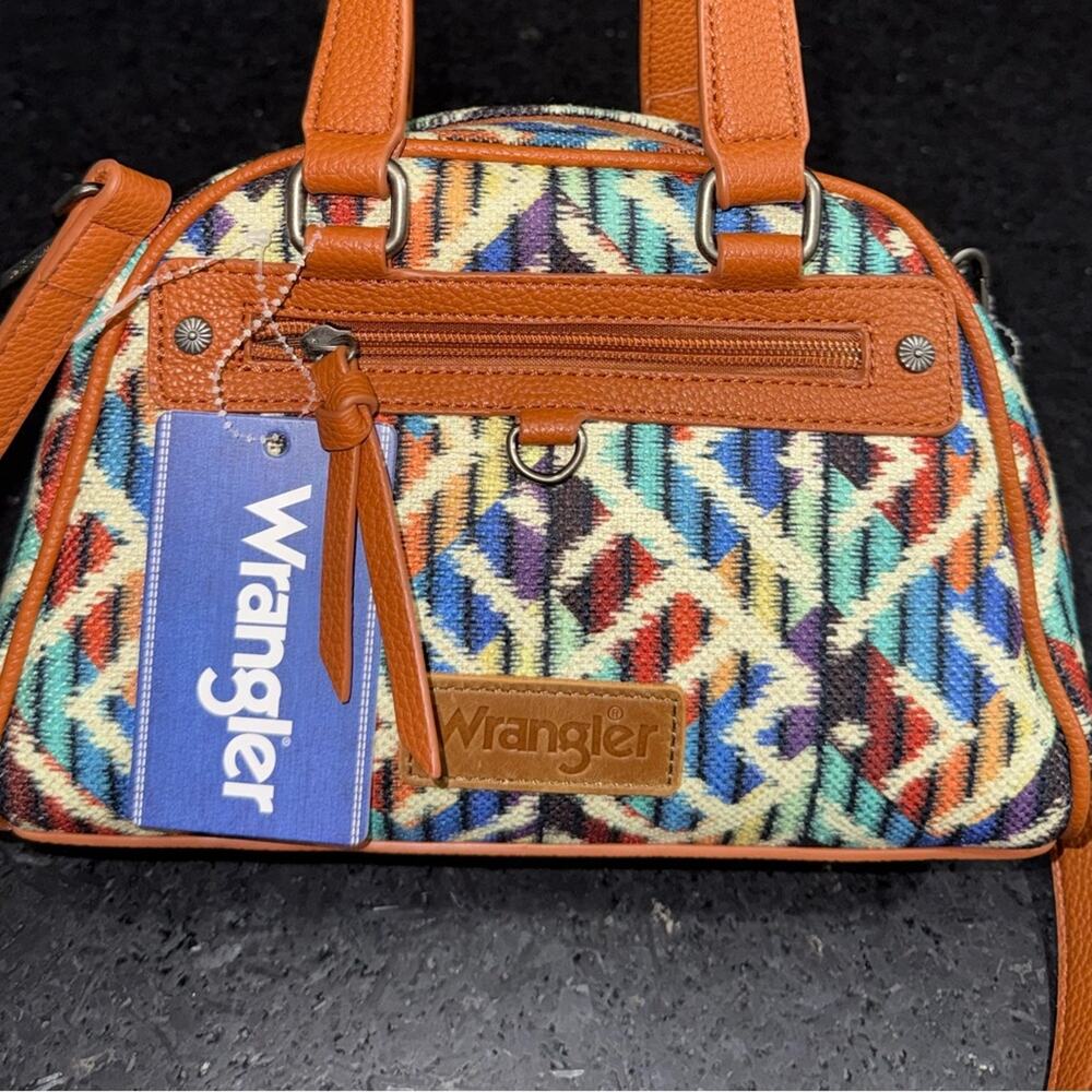 NEW WRANGLER CANVAS MULTICOLORED SOUTHWESTERN SATCHEL HANDLES & DETACHABLE STRAP - Picture 8 of 16
